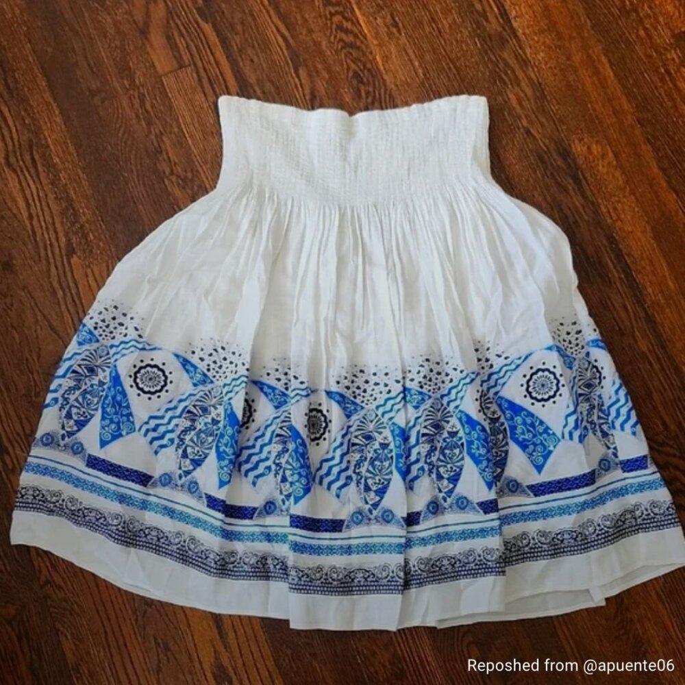 Coldwater Creek White and Blue A-Line Skirt
